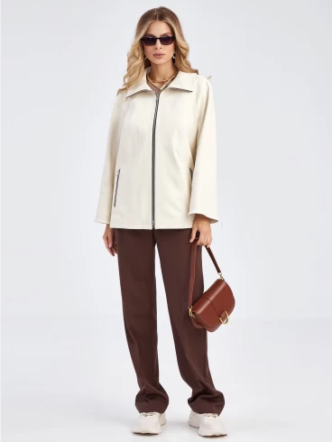 Кожаная женская куртка оверсайз премиум класса 3046, белая, размер 54, артикул 23280-6