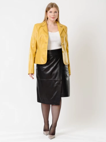 Кожаный костюм женский: Пиджак 316рс + Юбка 07, желтый/черный, р. 44, арт. 111204-3