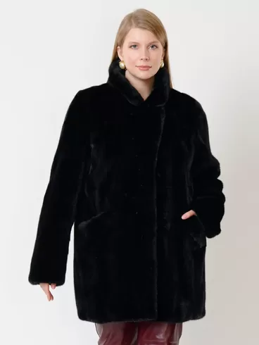 Куртка из меха норки женская ELECTRA ав, с поясом, черная, р. 52, арт. 32770-1