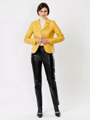 Кожаный комплект: Пиджак женский 316рс + Брюки женские 03, желтый/черный, р. 44, арт. 111152-0
