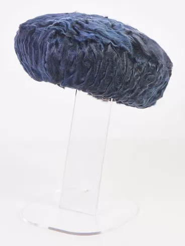 Меховой головной (берет) убор из меха каракуля женский М-277, синий, p. 58, арт. 51335-0