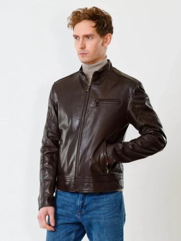 Кожаная куртка мужская 506о, коричневая, размер 48, артикул 28411-5