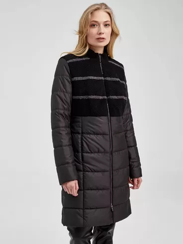 Демисезонный комплект: Пальто женское комбинированное 805 + Брюки женские 03, черный/черный, р. 42, арт. 111263-2