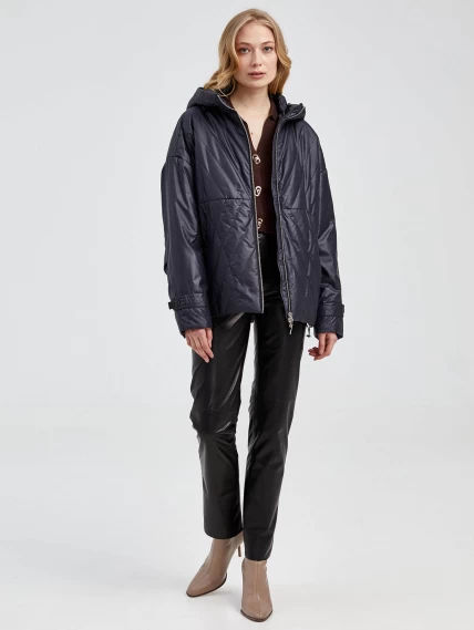 Демисезонный комплект женский: Куртка 20007 + Брюки 03, синий/черный, размер 42, артикул 111332-0