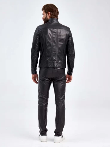 Короткая кожаная мужская куртка 502, черная, размер 50, артикул 29110-2