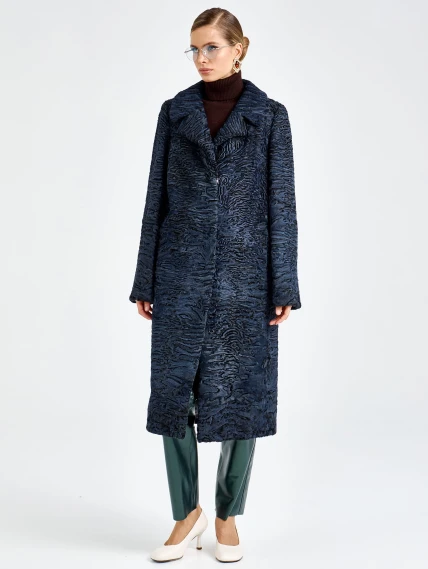 Женская каракулевая шуба премиум класса Лола, синяя, размер 48. артикул 92750-1