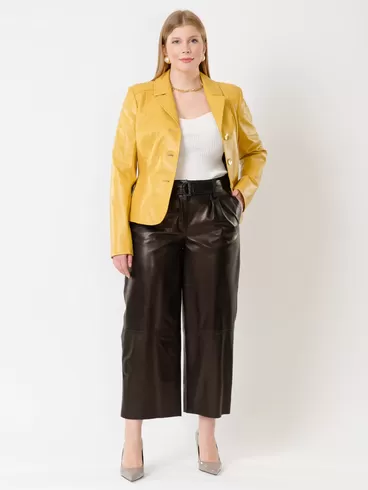 Кожаный пиджак женский 316рс, желтый, р. 42, арт. 91232-3