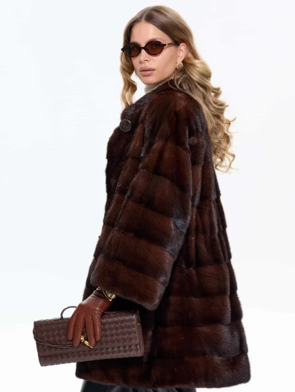 Короткая коричневая норковая женская шуба MANAKAS 2524, размер 38, артикул 34470-3