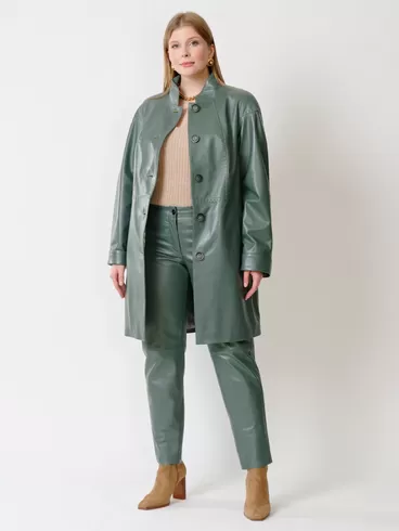 Кожаный комплект: Куртка женская 378 + Брюки женские 03, оливковый/оливковый, р. 46, арт. 111159-1