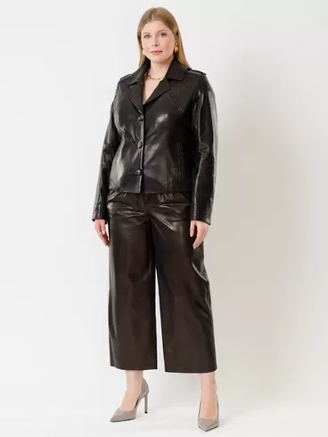 Кожаный комплект женский: Куртка 304 + Брюки 05, черный, р. 44, арт. 111144-0