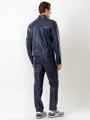 Кожаный комплект мужской: Куртка 506о + Брюки 01, синий, р. 48, артикул 140040-2