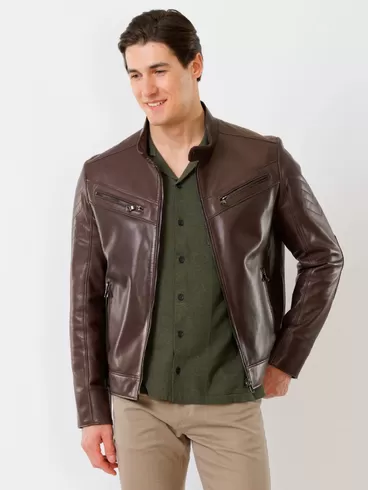 Кожаная куртка мужская 546, коричневая, р. 48, арт. 28711-0