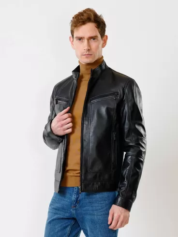 Кожаная куртка мужская 507, черная, р. 48, арт. 28430-2