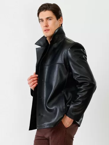 Кожаный пиджак мужской 20с дом, черный, р. 48, арт. 28570-1