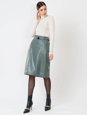 Кожаная юбка карандаш из натуральной кожи 02рс, оливковая, размер 44, артикул 85330-0