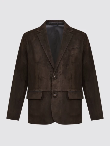 Коричневый мужской замшевый пиджак премиум класса 566з, размер 50, артикул 29870-0