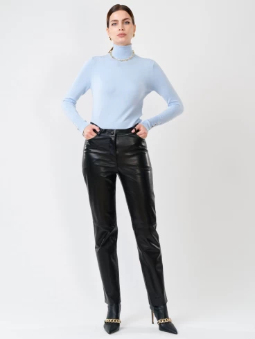 Кожаные зауженные женские брюки из натуральной кожи 02, черные, размер 44, артикул 85230-0