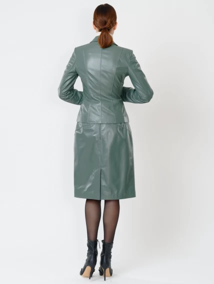Кожаный костюм женский: Пиджак 316рс + Юбка-карандаш 02рс, оливковый, размер 44, артикул 111154-2
