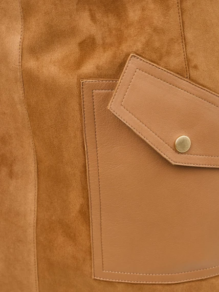 Замшевая длинная юбка премиум класса 19з, коричневая, размер 44, артикул 92630-2