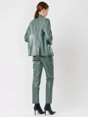 Кожаный пиджак женский 3007, оливковый, р. 46, арт. 90680-4