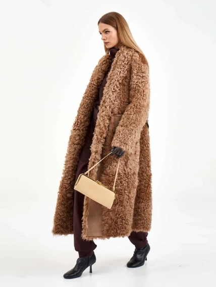Пальто из натуральной овчины тиградо для женщин премиум класса 2020, светло-коричневое, размер 44, артикул 64300-0