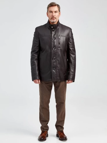 Кожаная куртка утепленная мужская 518ш, коричневая, размер 50, артикул 40471-3