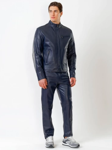 Кожаная куртка мужская 506о, синяя, размер 48, артикул 28580-3