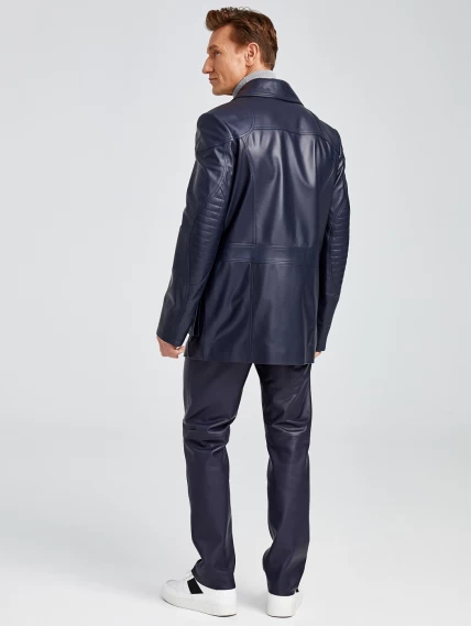 Кожаный комплект мужской: Куртка 549 + Брюки 01, синий, размер 48,  артикул 140182-1