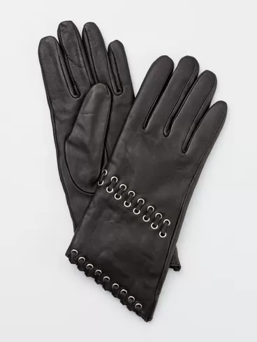 Перчатки кожаные женские IS00575, черные, p. 7, арт. 20240-0