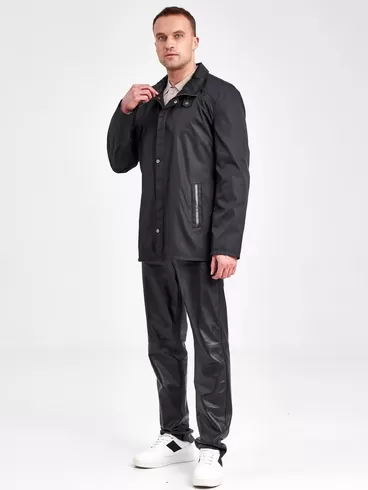 Текстильная куртка мужская 07209, с кожаными отделками, черный, р. 48, арт. 40950-5