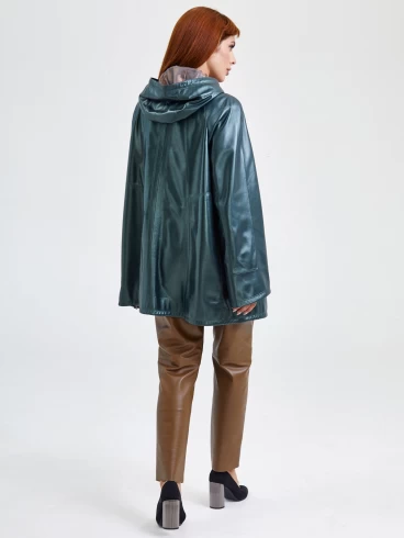 Кожаный комплект женский: Куртка 383 + Брюки 03, зеленый/коричневый, р. 48, арт. 111173-2