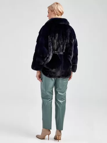 Зимний комплект женский: Куртка из меха норки 20273 ав + Брюки 03, синий/оливковый, р. 48, арт. 111251-2