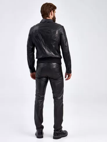 Кожаная куртка мужская 2010-13В, короткая, черная, p. 50, арт. 29170-2