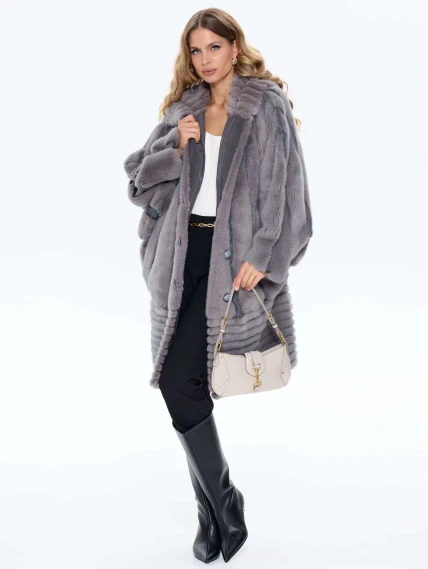 Норковая женская шуба BRASCHI ELM 042, серая, размер 46, артикул 34440-4