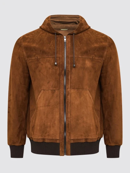 Замшевый мужской бомбер премиум класса 567з, виски, размер 50, артикул 29900-0