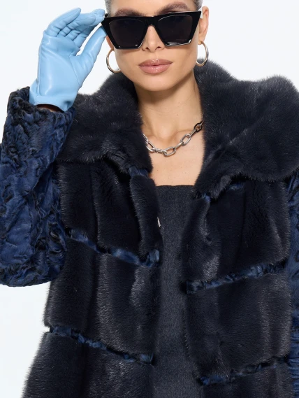 Женская шуба из меха норки София, синяя, размер 50, артикул 65580-6