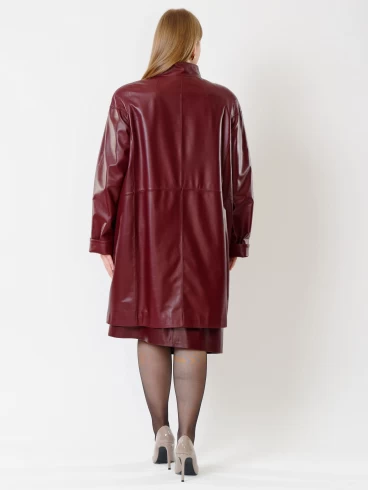 Кожаное пальто женское 378, бордовое, размер 56, артикул 91240-4