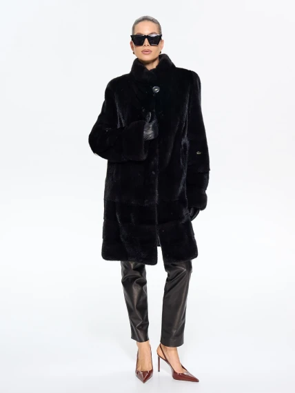 Коричневая женская норковая шуба Модница-010, размер 56, артикул 65420-4