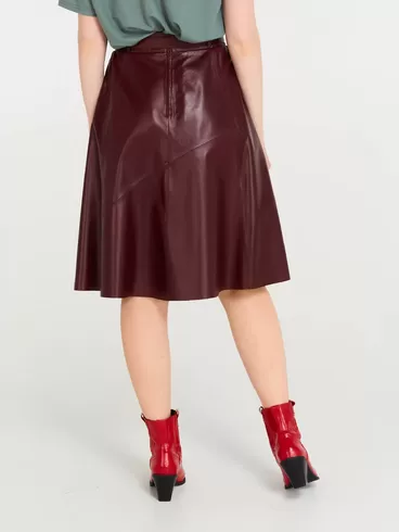 Кожаная юбка расклешенная 01рс, из натуральной кожи, бордовая, р. 44, арт. 85180-4