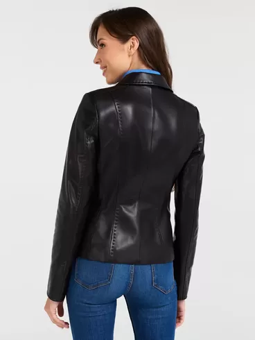 Кожаный пиджак женский 316рс, черный, р. 42, арт. 90500-3