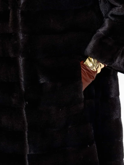 Женская шуба из меха норки BRASCHI RDL 026, черная, размер 44, артикул 34450-2