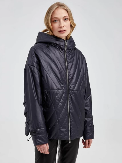 Демисезонный комплект женский: Куртка 20007 + Брюки 03, синий/черный, размер 42, артикул 111332-4