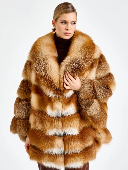 Женская короткая шуба из меха лисы Л1010-820, рыжая, размер 54. артикул 92730-2