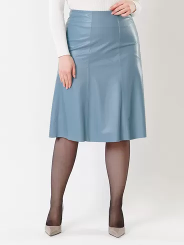 Кожаная юбка 04, из натуральной кожи, голубая, р. 44, арт. 85410-4