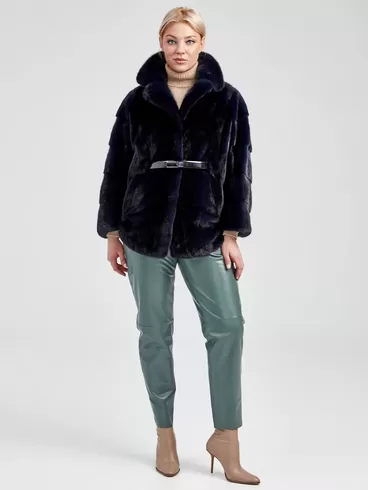 Зимний комплект женский: Куртка из меха норки 20273 ав + Брюки 03, синий/оливковый, р. 48, арт. 111251-0