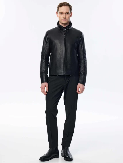 Короткая кожаная куртка премиум класса для мужчин 2010-9, черная, размер 48, артикул 29700-6