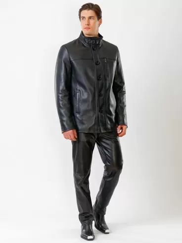 Кожаная куртка утепленная мужская 518ш, черная, р. 48, арт. 40370-3