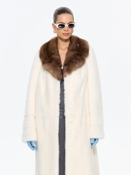 Длинная женская шуба из меха норки Лола, белая, размер 48, артикул 65620-2