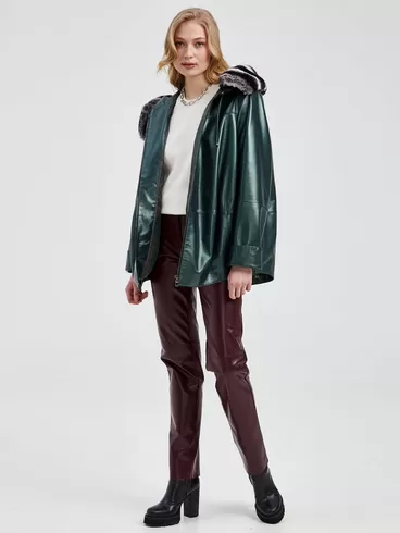 Демисезонный комплект женский: Куртка утепленная 308ш (у) + Брюки 02, зеленый/бордовый, р. 48, арт. 111134-0