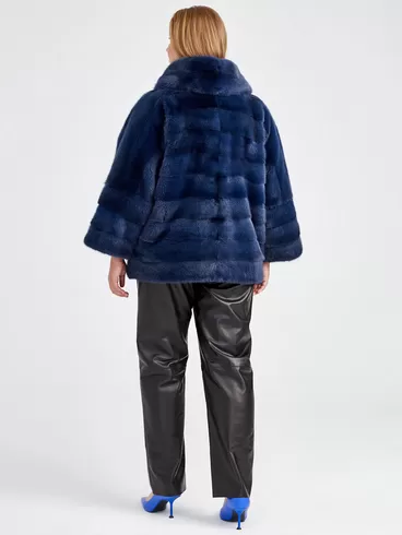 Зимний комплект женский: Куртка из меха норки Соня (в) + Брюки 04, синий/черный, р. 50, арт. 111359-2